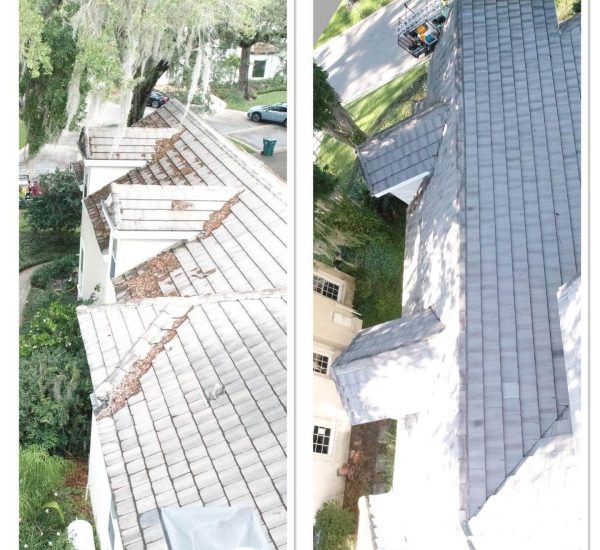 residential roof before and after cleaning